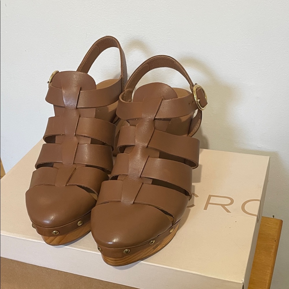 Pilcro Tan Leather Mules